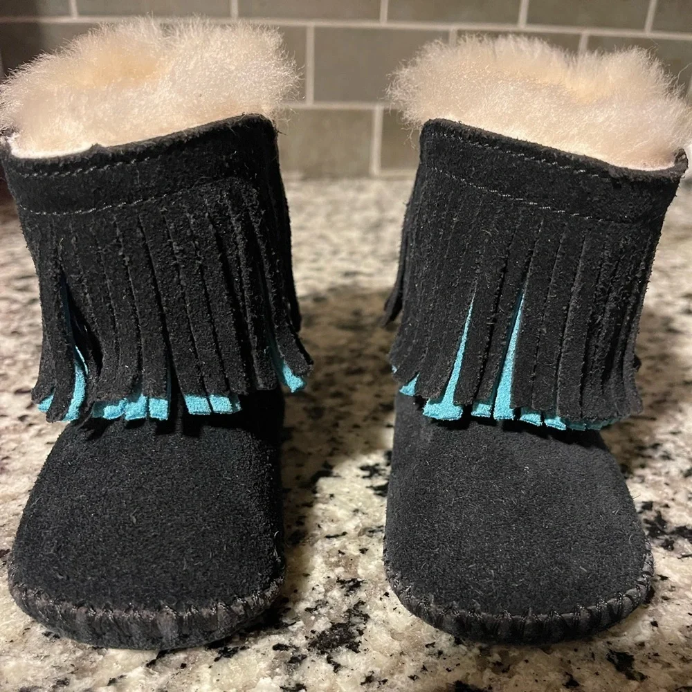 UGG Black and Cream Sheepskin Footwear